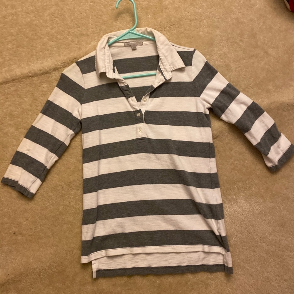 Gray and white polo shirt